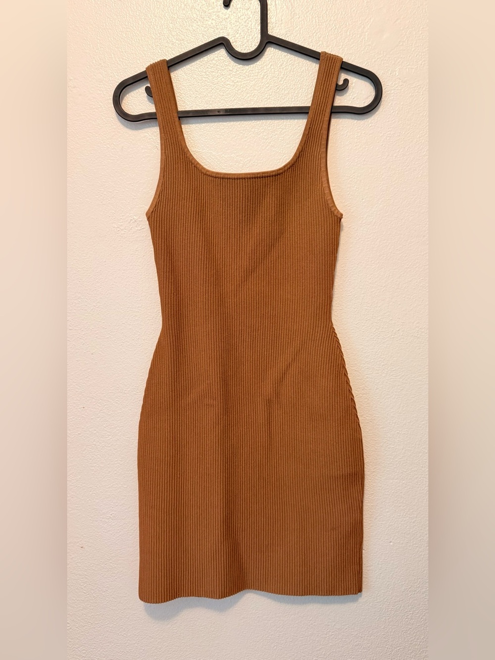 Babaton Aritzia Ribbed Tank Midi Dress in Warm Brown
